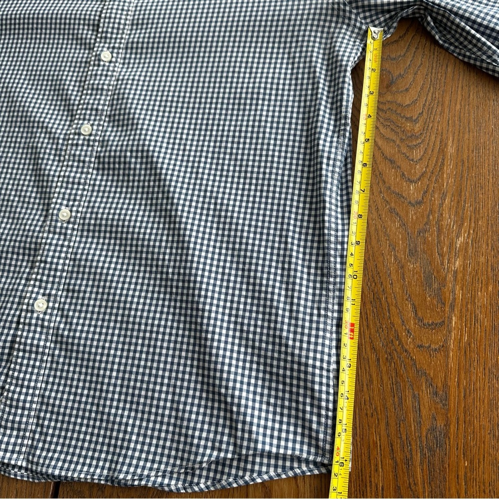 Faherty Navy Blue White Gingham Cotton Blend Button-Down Shirt Casual Work - Picture 10 of 10